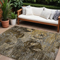 9' X 12' Brown Terracotta And Gray Floral Washable Non Skid Indoor Outdoor Area Rug