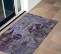 3' X 5' Purple And Green Floral Washable Non Skid Indoor Outdoor Area Rug