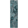 8' Runner Teal And Gray Floral Washable Non Skid Indoor Outdoor Runner Rug