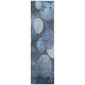 8' Runner Gray And Blue Abstract Washable Non Skid Indoor Outdoor Runner Rug