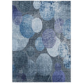 5' X 8' Gray And Blue Abstract Washable Non Skid Indoor Outdoor Area Rug