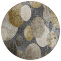 8' Round Brown Beige And Ivory Round Abstract Washable Non Skid Indoor Outdoor Area Rug