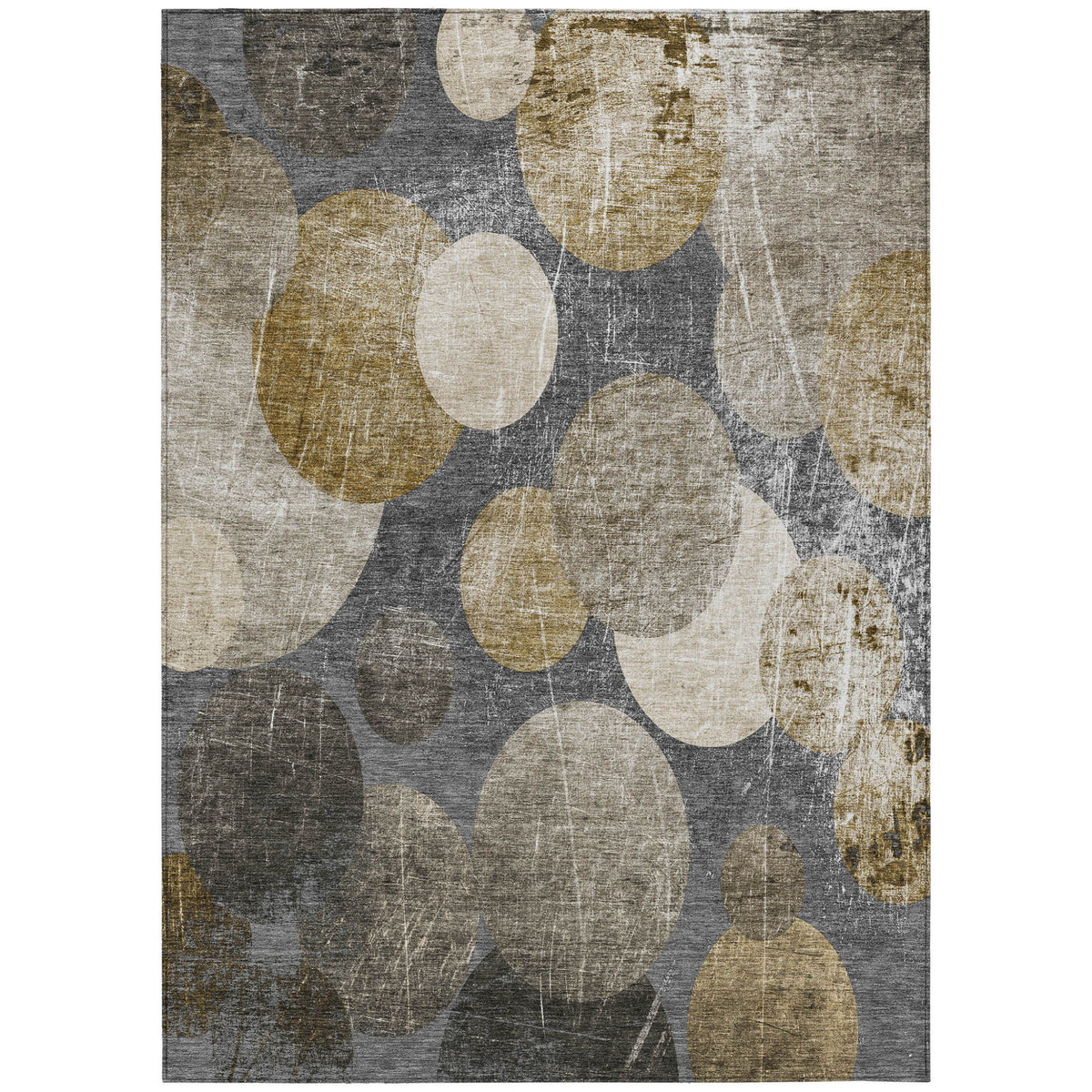 10' X 14' Brown Beige And Ivory Abstract Washable Non Skid Indoor Outdoor Area Rug
