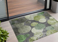 2' X 3' Green And Gray Abstract Washable Non Skid Indoor Outdoor Area Rug
