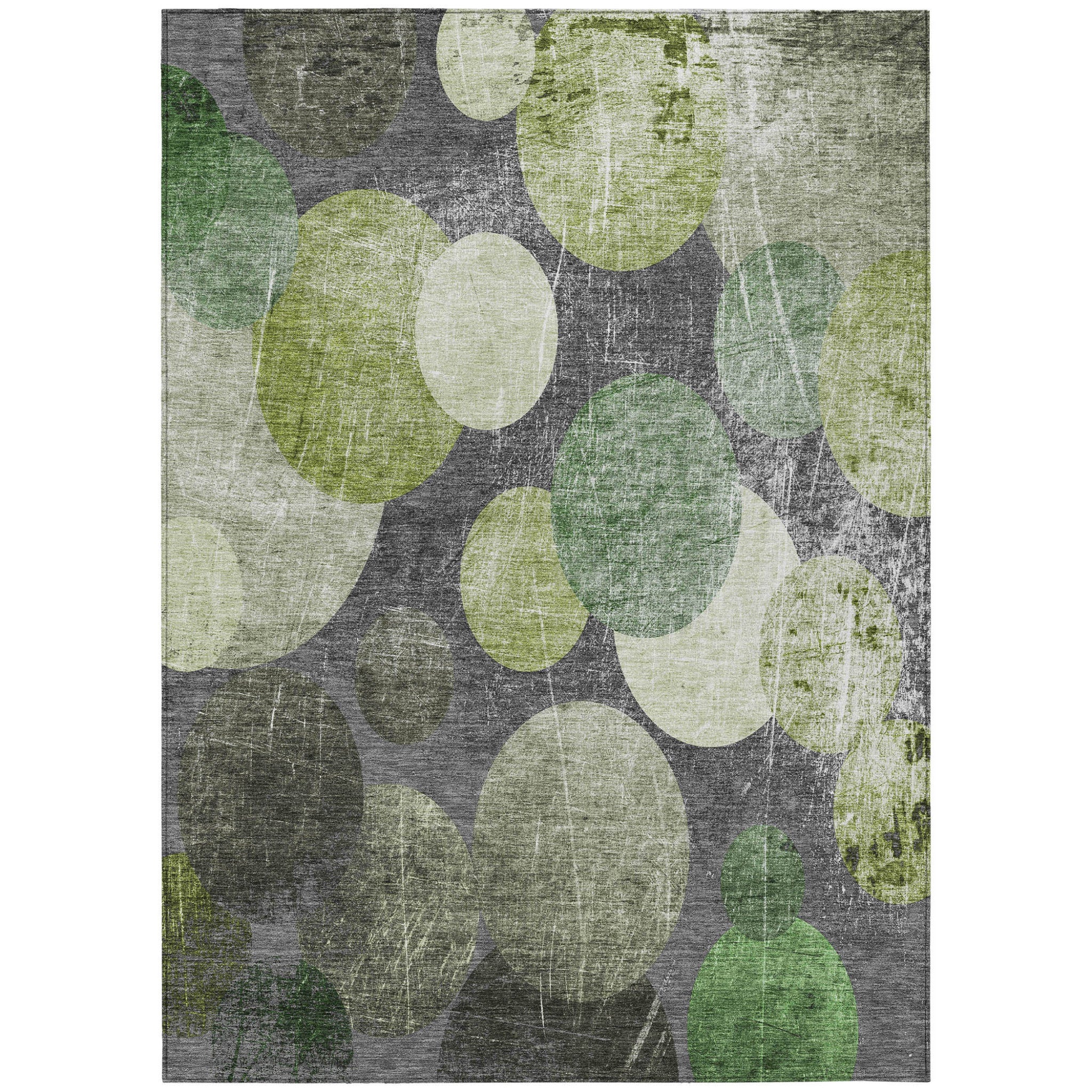 9' X 12' Green And Gray Abstract Washable Non Skid Indoor Outdoor Area Rug