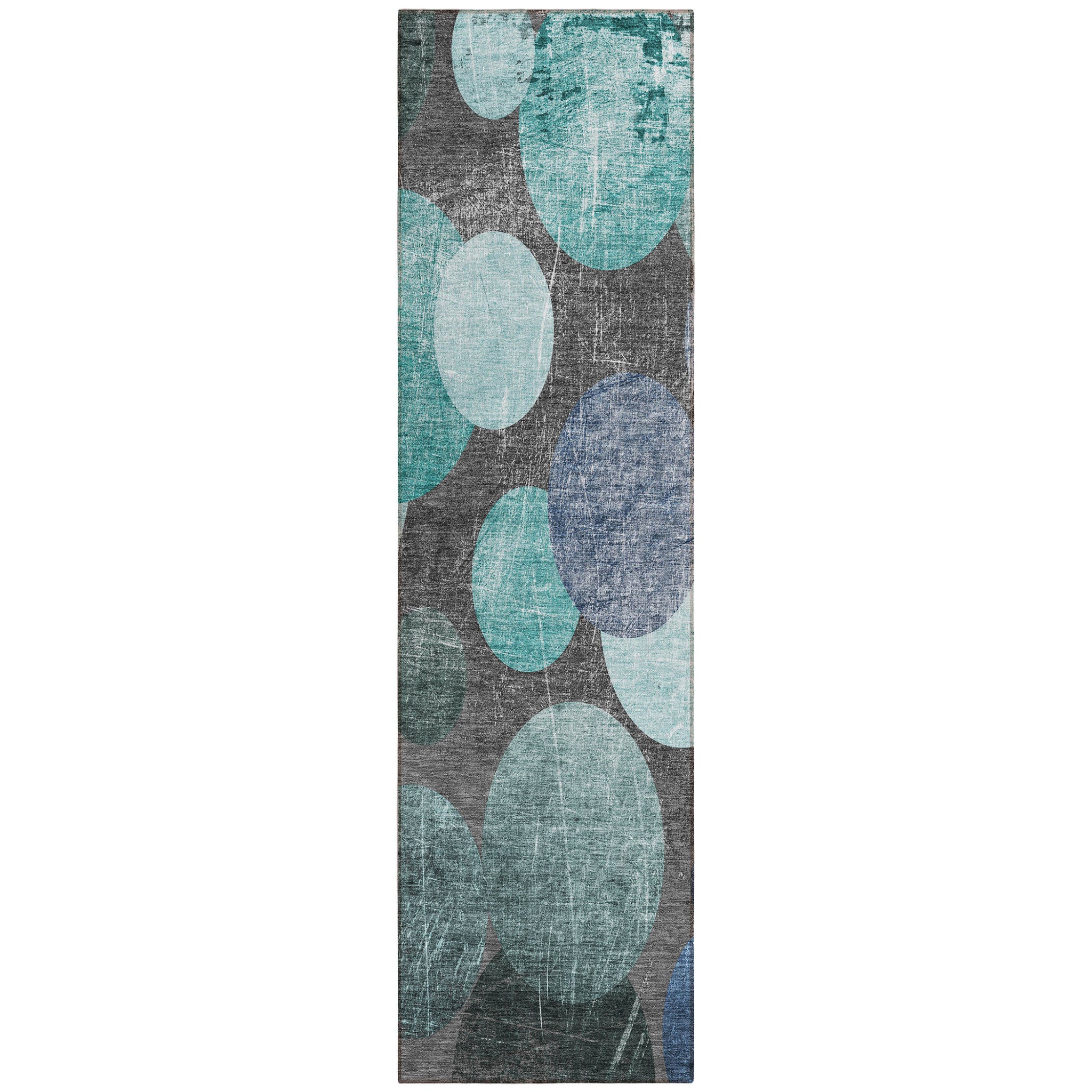 8' Runner Gray Blue And Purple Abstract Washable Non Skid Indoor Outdoor Runner Rug
