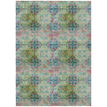 5' X 8' Blue And Green Floral Medallion Washable Non Skid Indoor Outdoor Area Rug