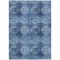 2' X 3' Navy Blue Floral Medallion Washable Non Skid Indoor Outdoor Area Rug