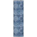 8' Runner Navy Blue Floral Medallion Washable Non Skid Indoor Outdoor Runner Rug
