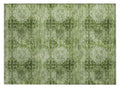 2' X 3' Olive Green Floral Medallion Washable Non Skid Indoor Outdoor Area Rug