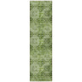 8' Runner Olive Green Floral Medallion Washable Non Skid Indoor Outdoor Runner Rug