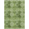 5' X 8' Olive Green Floral Medallion Washable Non Skid Indoor Outdoor Area Rug