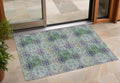 2' X 3' Purple And Green Floral Medallion Washable Non Skid Indoor Outdoor Area Rug