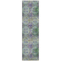 8' Runner Purple And Green Floral Medallion Washable Non Skid Indoor Outdoor Runner Rug