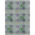 5' X 8' Purple And Green Floral Medallion Washable Non Skid Indoor Outdoor Area Rug