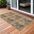 3' X 5' Taupe Floral Medallion Washable Non Skid Indoor Outdoor Area Rug