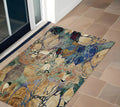 3' X 5' Beige And Blue Floral Washable Non Skid Indoor Outdoor Area Rug