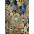 10' X 14' Beige And Blue Floral Washable Non Skid Indoor Outdoor Area Rug