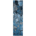 8' Runner Blue And Gray Floral Washable Non Skid Indoor Outdoor Runner Rug