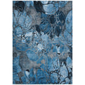9' X 12' Blue And Gray Floral Washable Non Skid Indoor Outdoor Area Rug