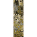 8' Runner Green And Brown Floral Washable Non Skid Indoor Outdoor Runner Rug