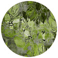 8' Round Fern Green And Gray Round Floral Washable Non Skid Indoor Outdoor Area Rug