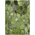 8' X 10' Fern Green And Gray Floral Washable Non Skid Indoor Outdoor Area Rug