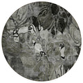 8' Round Gray Round Floral Washable Non Skid Indoor Outdoor Area Rug