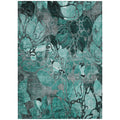 8' X 10' Teal Black And Gray Floral Washable Non Skid Indoor Outdoor Area Rug