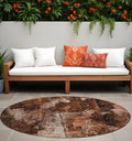 8' Round Orange Round Floral Washable Non Skid Indoor Outdoor Area Rug