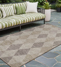 8' Runner Beige Taupe And Brown Geometric Washable Non Skid Indoor Outdoor Runner Rug