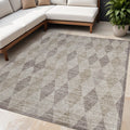 5' X 8' Beige Taupe And Brown Geometric Washable Non Skid Indoor Outdoor Area Rug