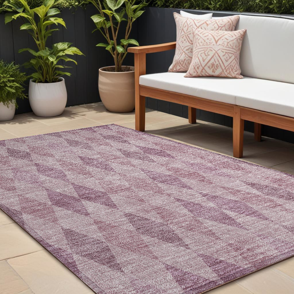 10' X 14' Blush Geometric Washable Non Skid Indoor Outdoor Area Rug