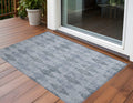 3' X 5' Denim Blue Geometric Washable Non Skid Indoor Outdoor Area Rug