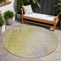 8' Round Gold Beige And Purple Round Abstract Washable Non Skid Indoor Outdoor Area Rug
