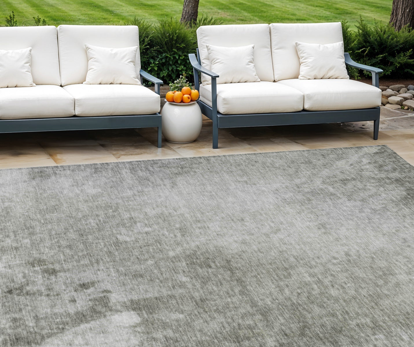 8' X 10' Gray Abstract Washable Indoor Outdoor Area Rug