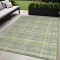 5' X 8' Green And Gray Plaid Washable Non Skid Indoor Outdoor Area Rug
