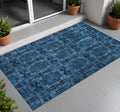 2' X 3' Navy And Gray Floral Medallion Washable Non Skid Indoor Outdoor Area Rug