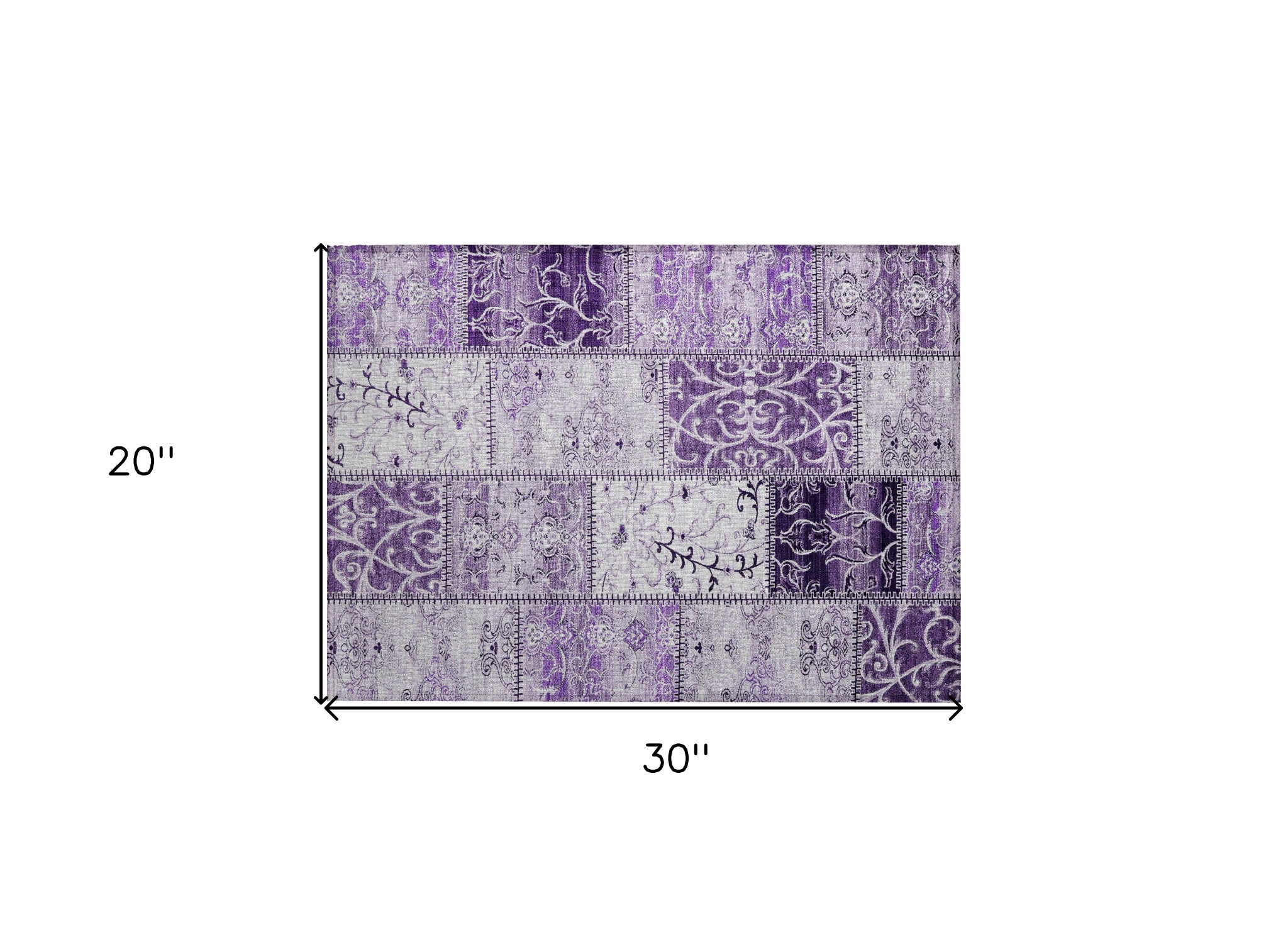 2' X 3' Purple Patchwork Washable Non Skid Indoor Outdoor Area Rug