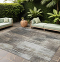 10' X 14' Taupe And Gray Abstract Washable Non Skid Indoor Outdoor Area Rug
