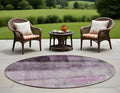 8' Round Purple Round Ombre Washable Non Skid Indoor Outdoor Area Rug