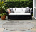 8' Round Taupe Round Ombre Washable Non Skid Indoor Outdoor Area Rug