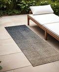 8' Runner Taupe And Gray Ombre Washable Non Skid Indoor Outdoor Runner Rug