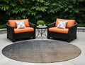 8' Round Taupe And Gray Round Ombre Washable Non Skid Indoor Outdoor Area Rug