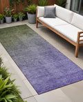 8' Runner Olive Green And Purple Ombre Washable Non Skid Indoor Outdoor Runner Rug