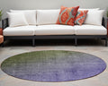 8' Round Olive Green And Purple Round Ombre Washable Non Skid Indoor Outdoor Area Rug