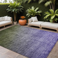8' X 10' Olive Green And Purple Ombre Washable Non Skid Indoor Outdoor Area Rug