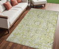 5' X 8' Artichoke Green Oriental Washable Non Skid Indoor Outdoor Area Rug
