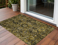 3' X 5' Coffee And Gray Oriental Washable Non Skid Indoor Outdoor Area Rug