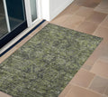 3' X 5' Moss Green And Gray Oriental Washable Non Skid Indoor Outdoor Area Rug